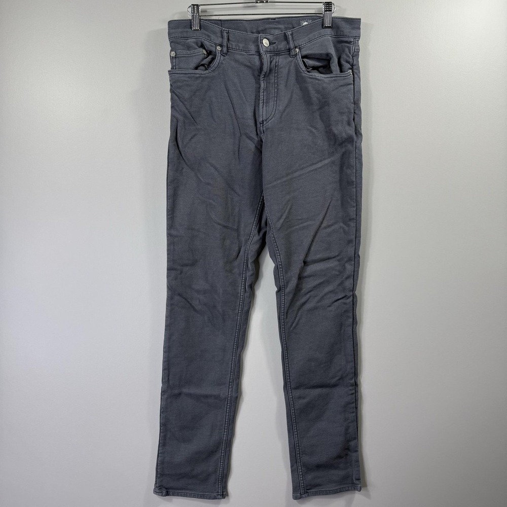 Faherty Jeans Mens 31x31 Gray Slim Straight Denim Pants 5 Pocket Casual